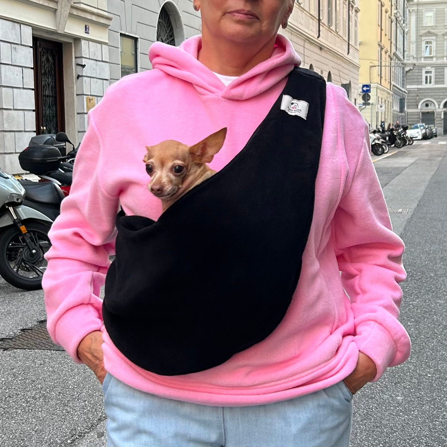 Fleece Pet Sling Carrier – Black – 2-15 lbs / 1-7 kg (Autumn/Winter)