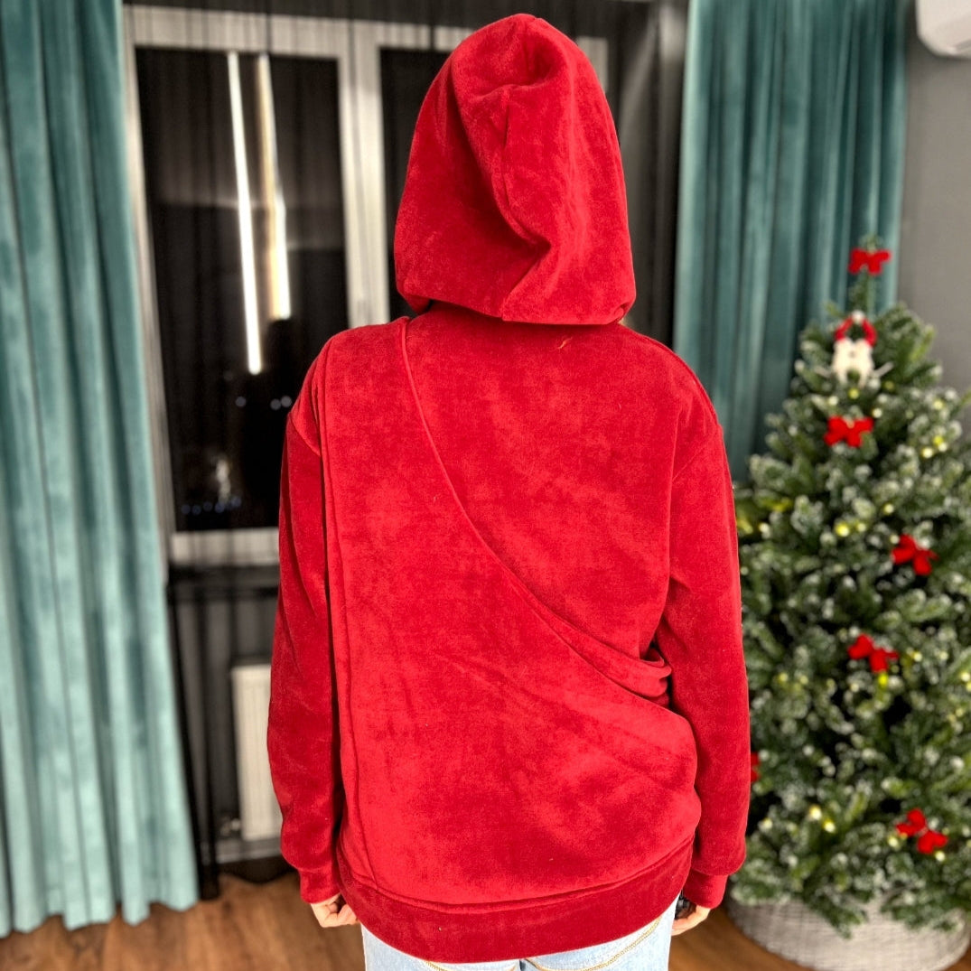 Fleece Kangaroo Hoodie - Red – 2-15 lbs / 1-7 kg (Autumn/Winter)