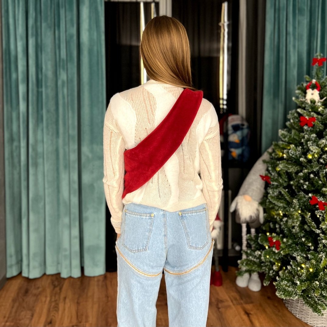 Fleece Pet Sling Carrier – Red – 2-15 lbs / 1-7 kg (Autumn/Winter)