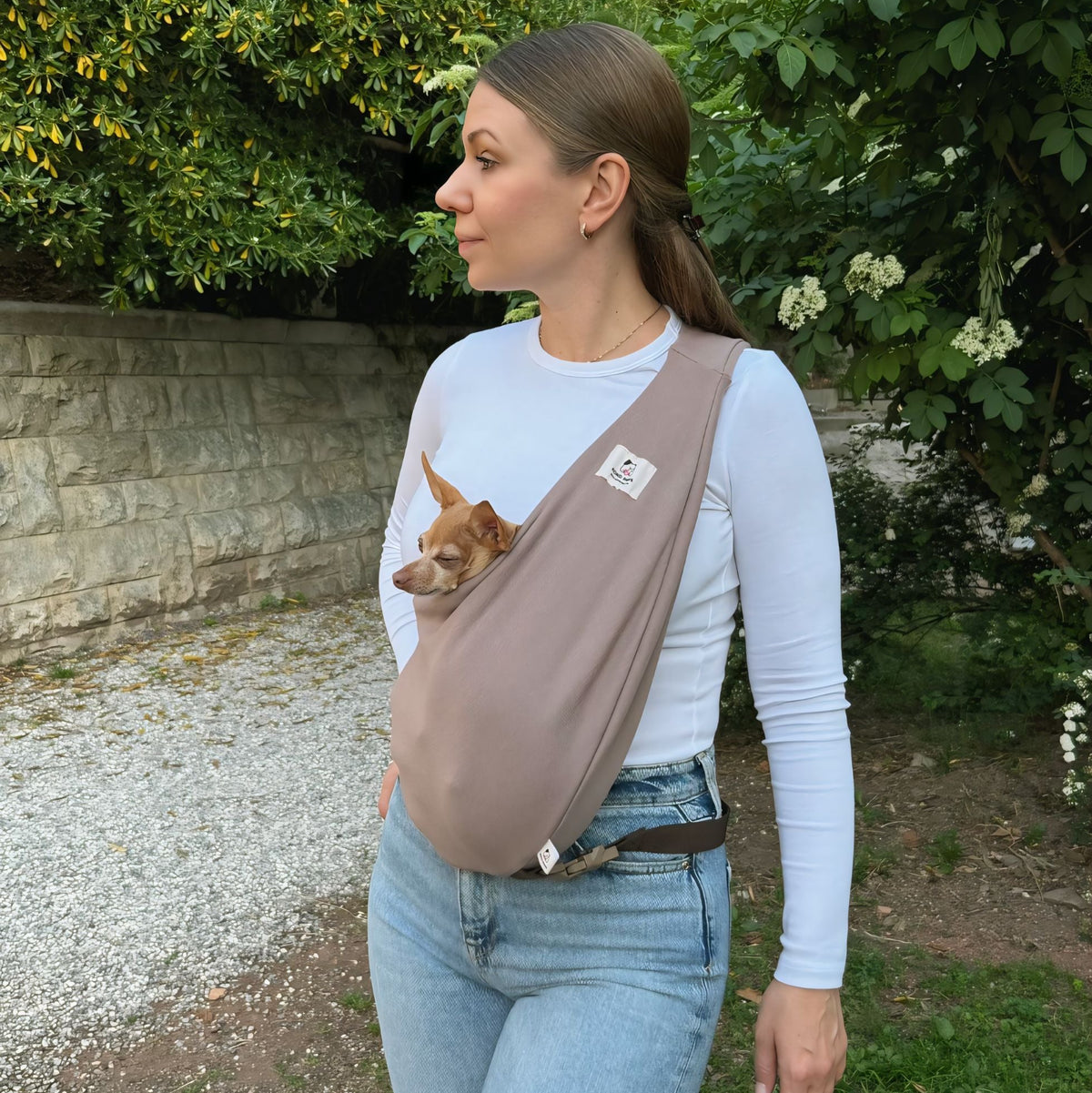 Cotton Security Dog Sling – Taupe