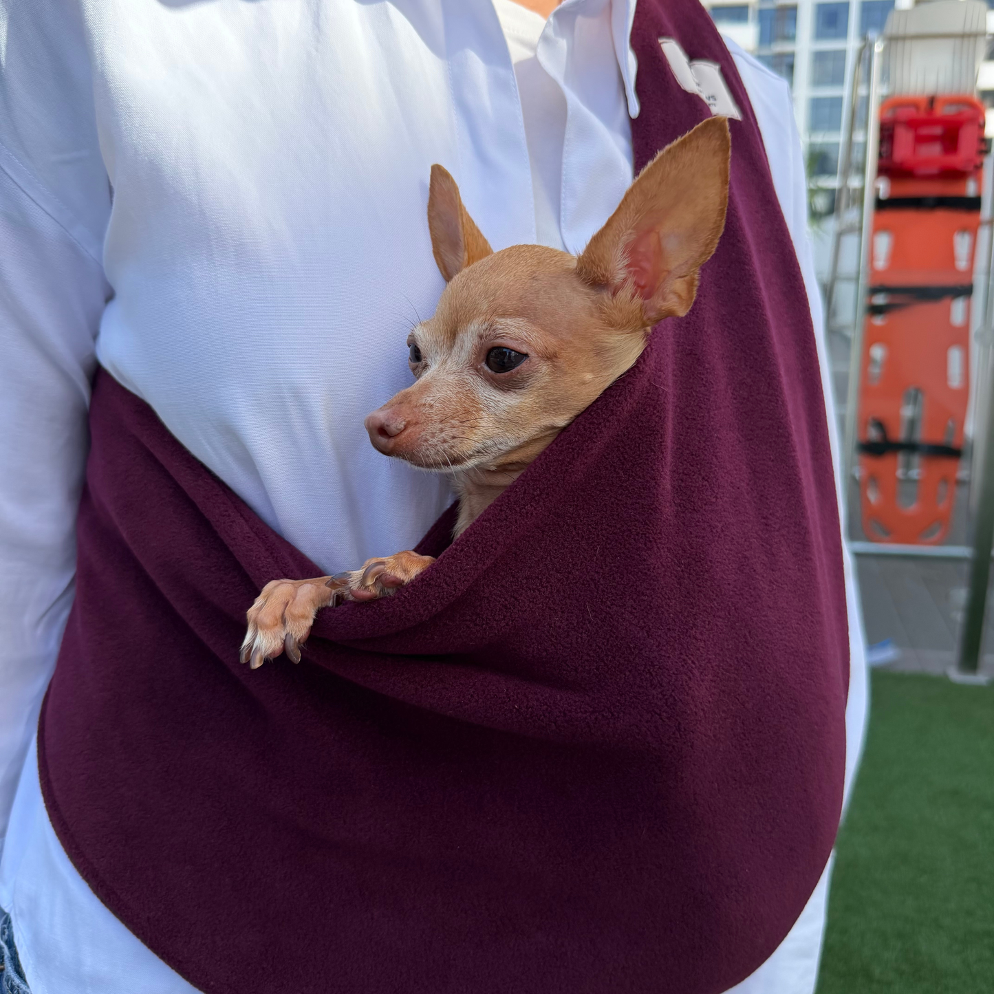 Fleece Pet Sling Carrier – Burgundy– 2-15 lbs / 1-7 kg (Autumn/Winter)