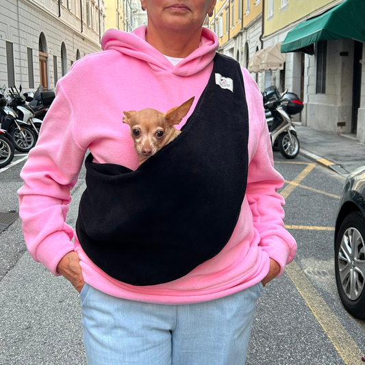 Fleece Pet Sling Carrier – Black – 2-15 lbs / 1-7 kg (Autumn/Winter)