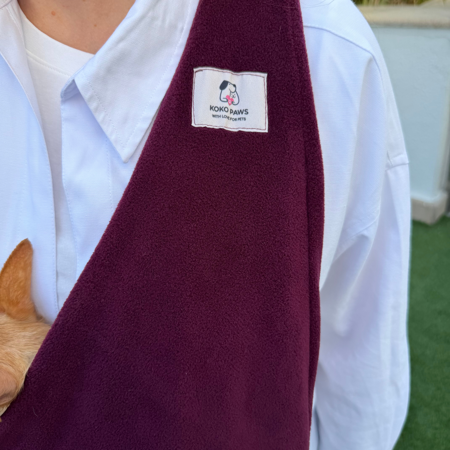 Fleece Pet Sling Carrier – Burgundy– 2-15 lbs / 1-7 kg (Autumn/Winter)