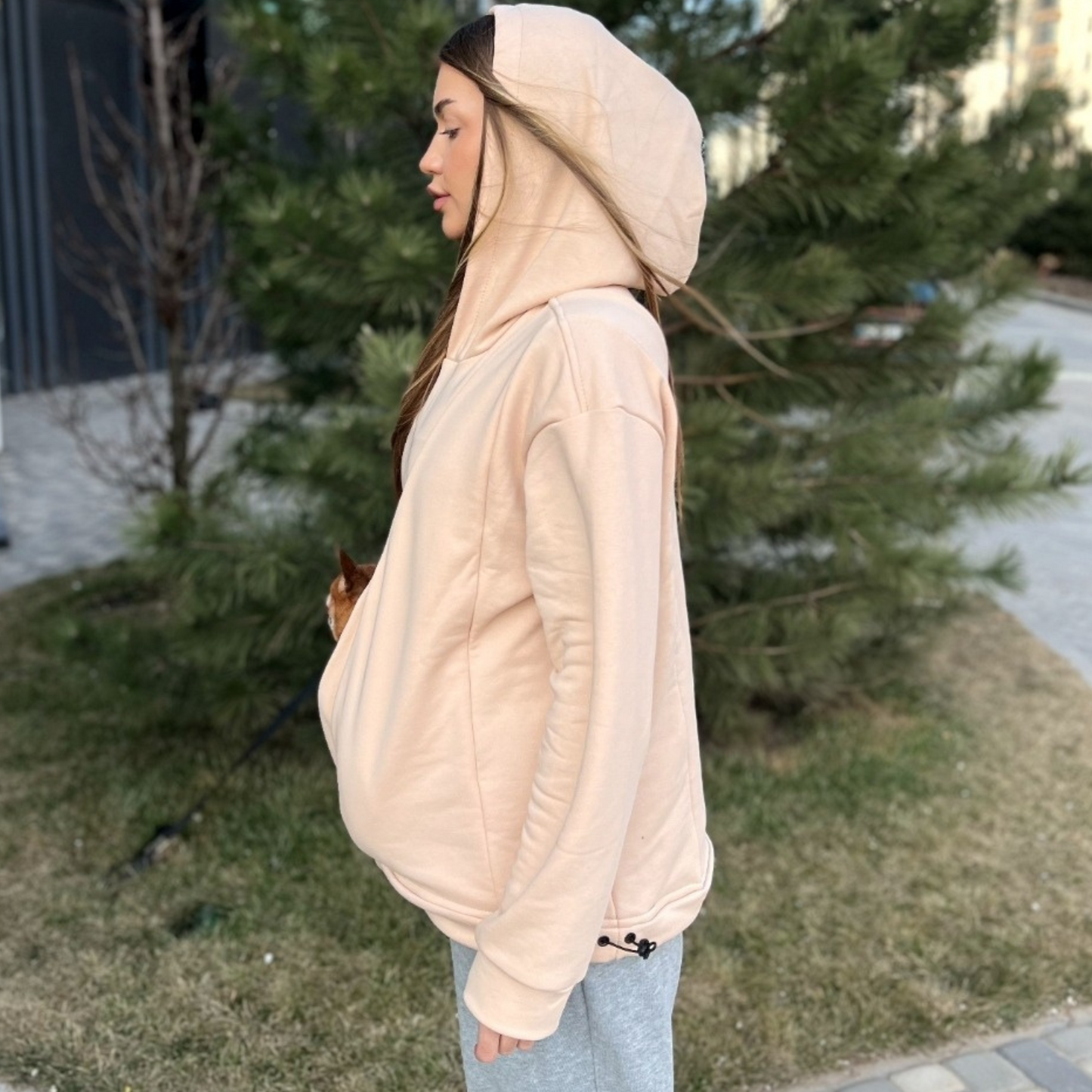 Lightweight Kangaroo Hoodie - Beige – 2-15 lbs / 1-7 kg (Spring/Summer)