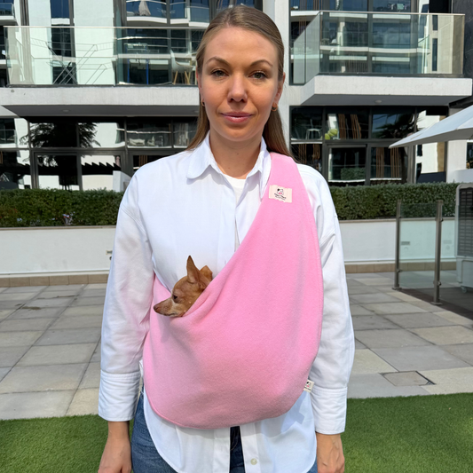 Fleece Pet Sling Carrier – Pink – 2-15 lbs / 1-7 kg (Autumn/Winter)
