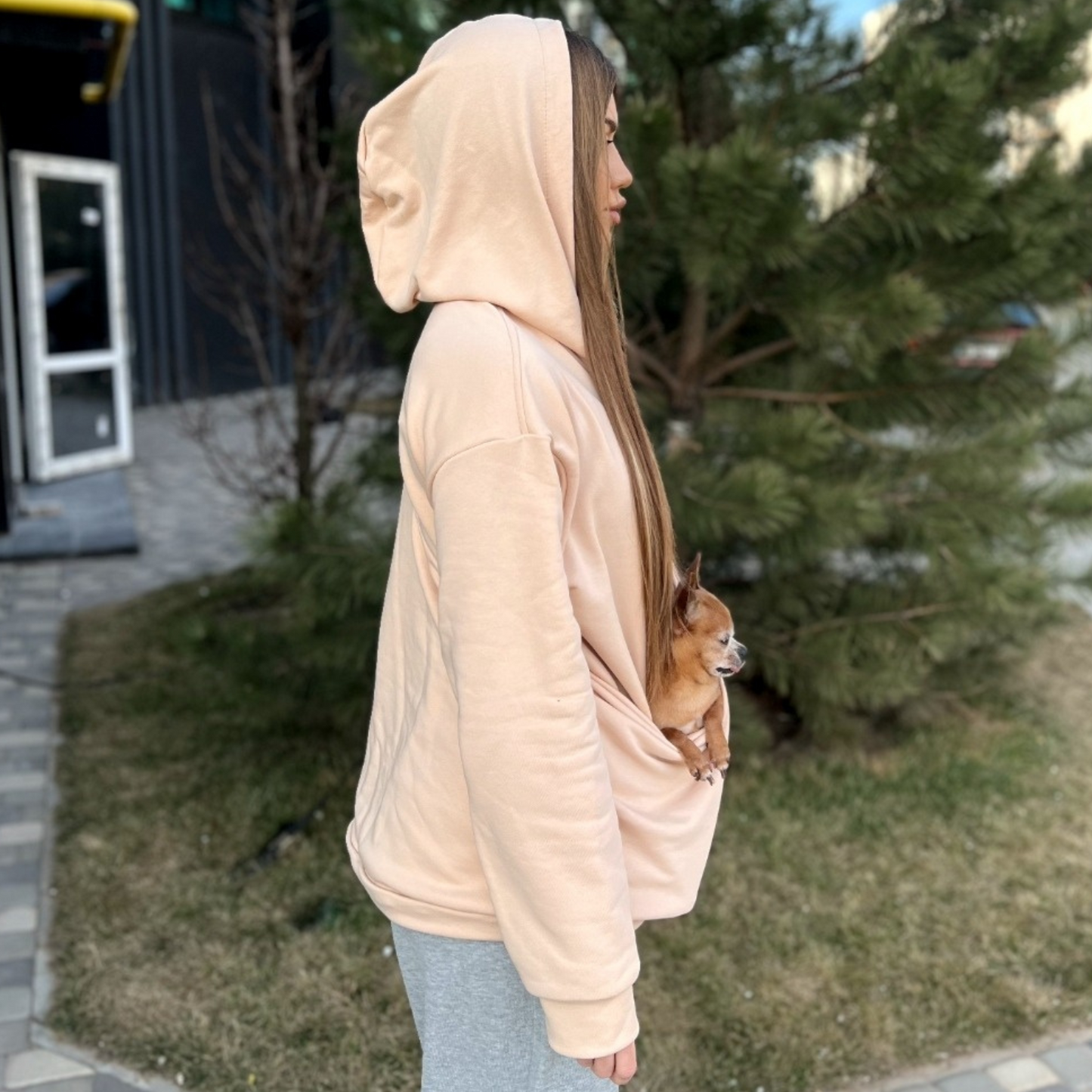 Lightweight Kangaroo Hoodie - Beige – 2-15 lbs / 1-7 kg (Spring/Summer)