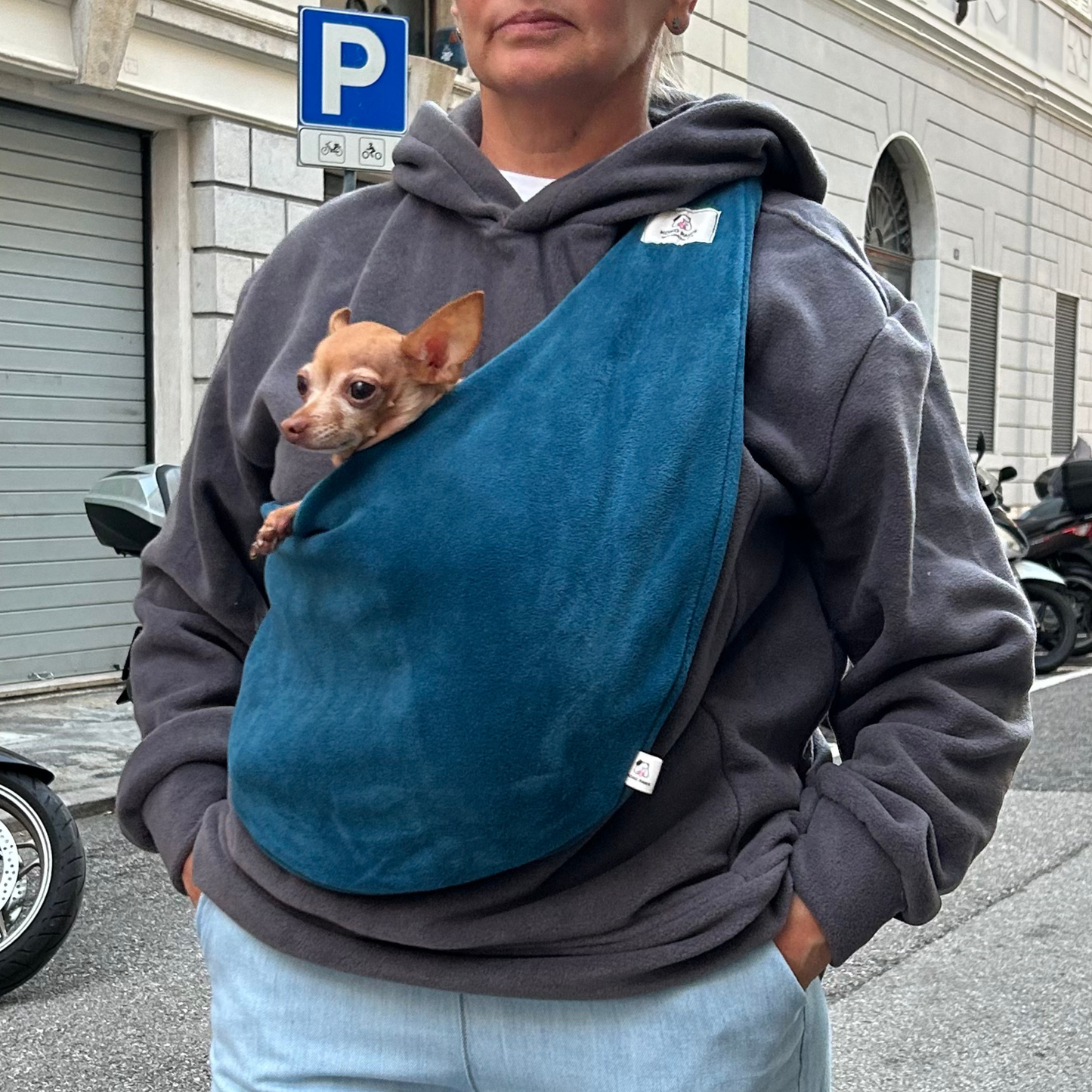 Fleece Pet Sling Carrier – Blue – 2-15 lbs / 1-7 kg (Autumn/Winter)