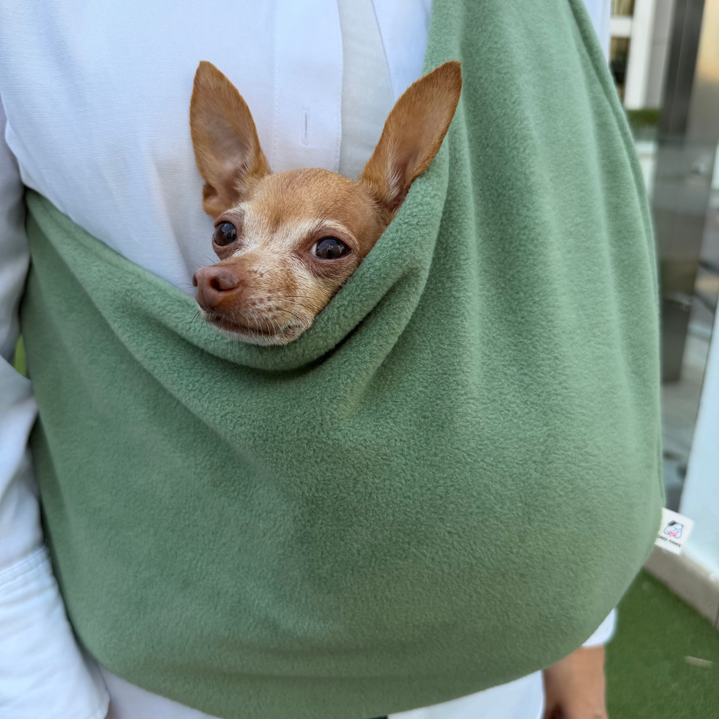 Fleece Pet Sling Carrier – Olive – 2-15 lbs / 1-7 kg (Autumn/Winter)