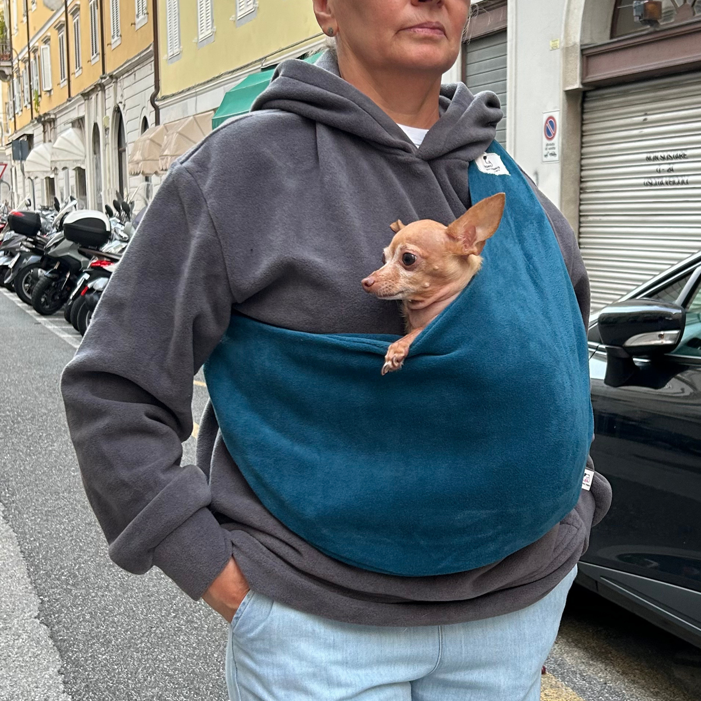 Fleece Pet Sling Carrier – Blue – 2-15 lbs / 1-7 kg (Autumn/Winter)