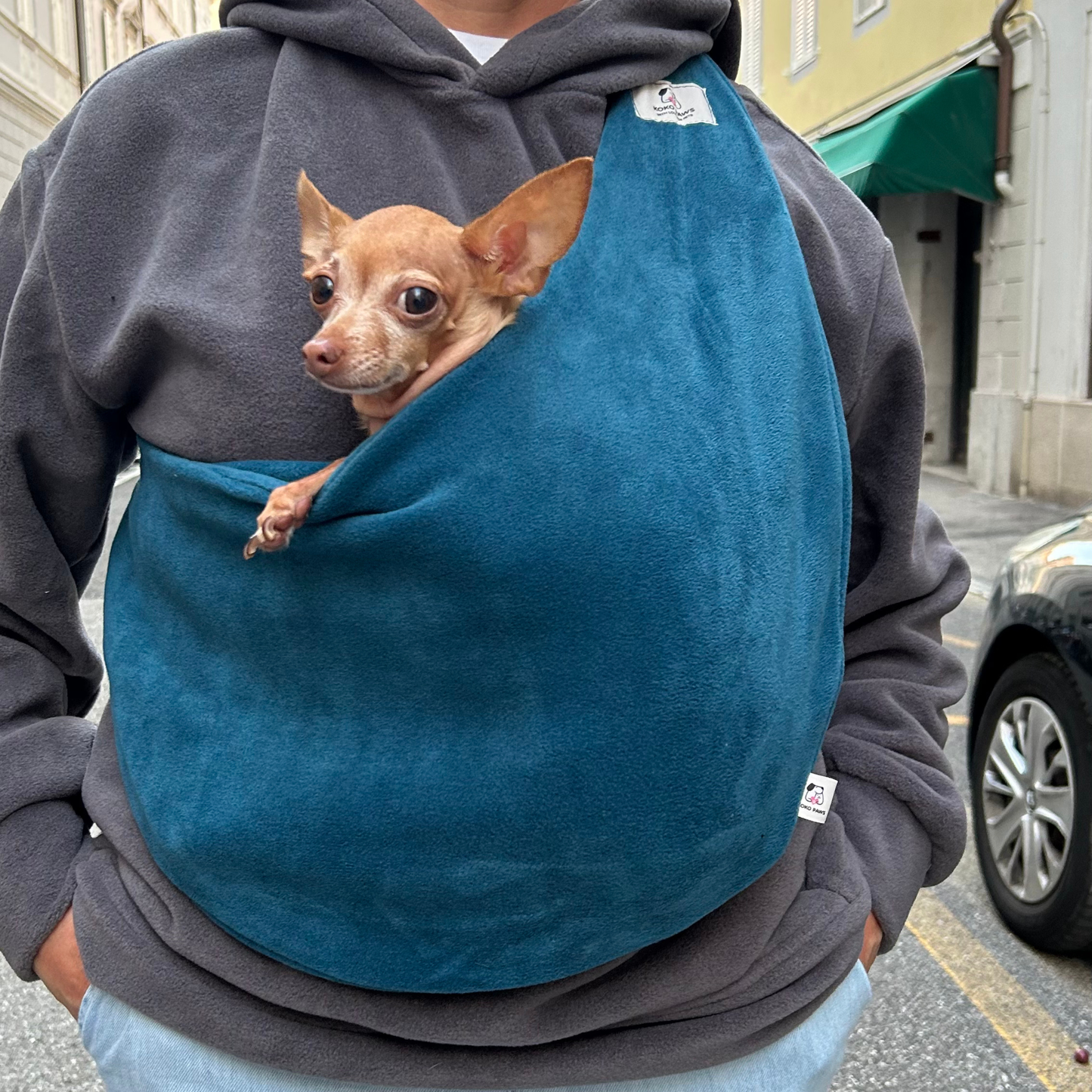 Fleece Pet Sling Carrier – Blue – 2-15 lbs / 1-7 kg (Autumn/Winter)