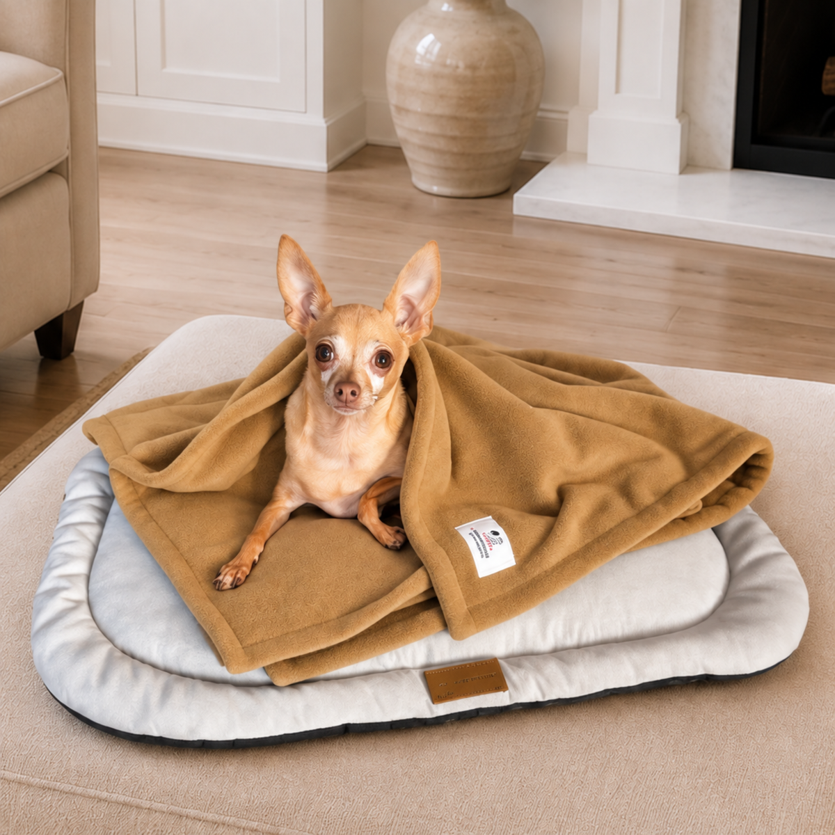 Caramel Fleece Pet Lover Sets – Hoodie, Sling, Blanket & Mat