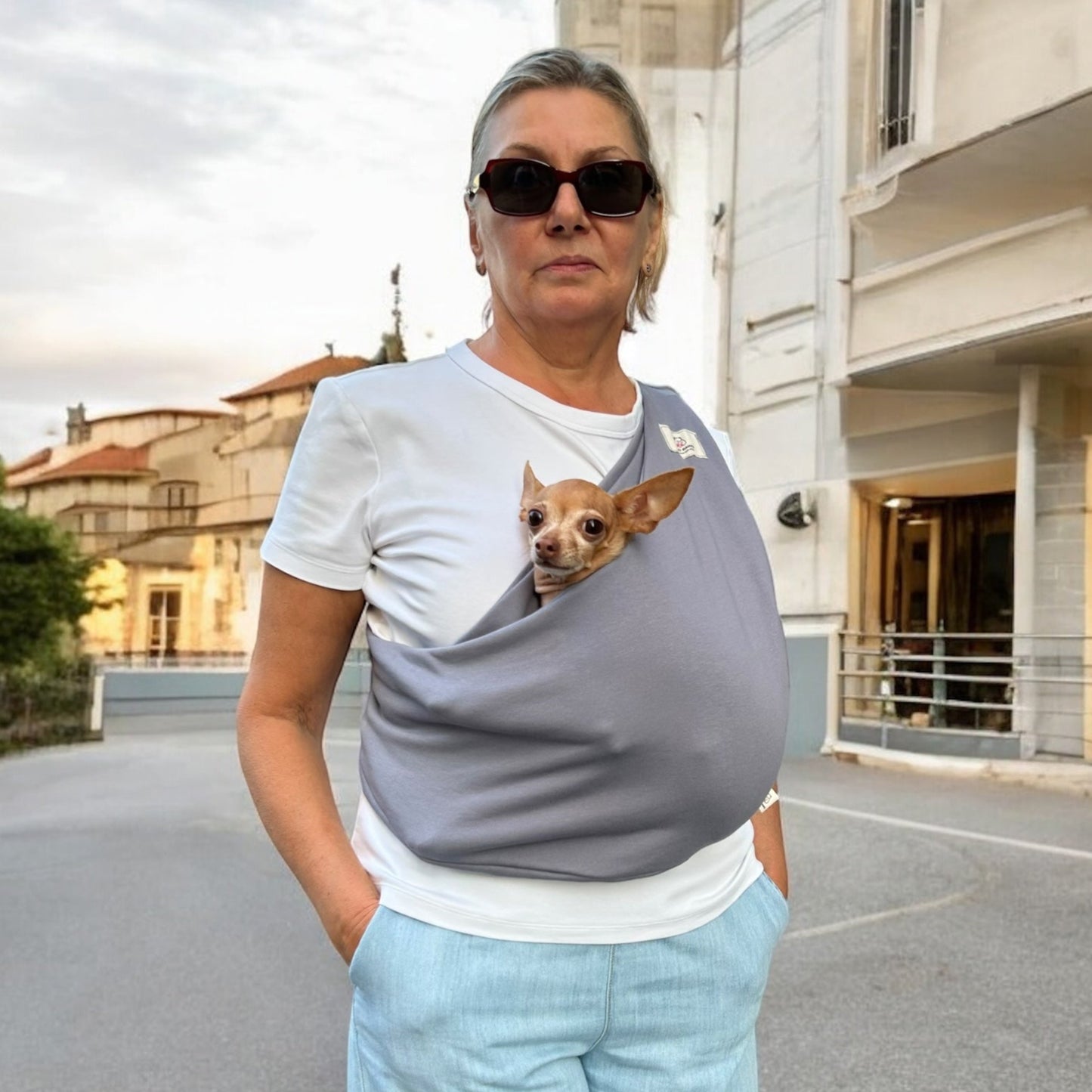 Lightweight Pet Sling – Gray- 2–11 lbs / 1–5 kg (Spring/Summer)