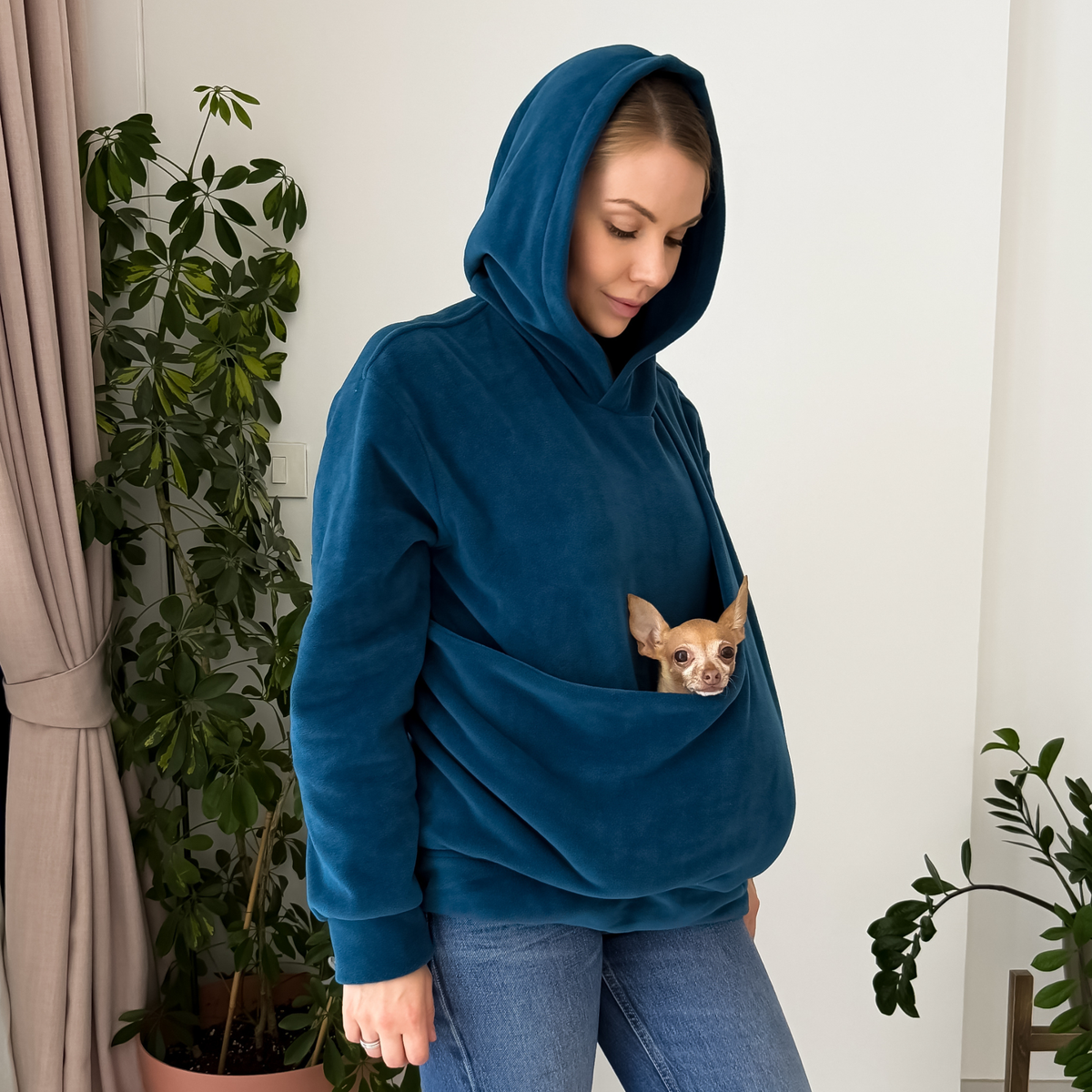 Fleece Kangaroo Hoodie - Blue – 2-15 lbs / 1-7 kg (Autumn/Winter)