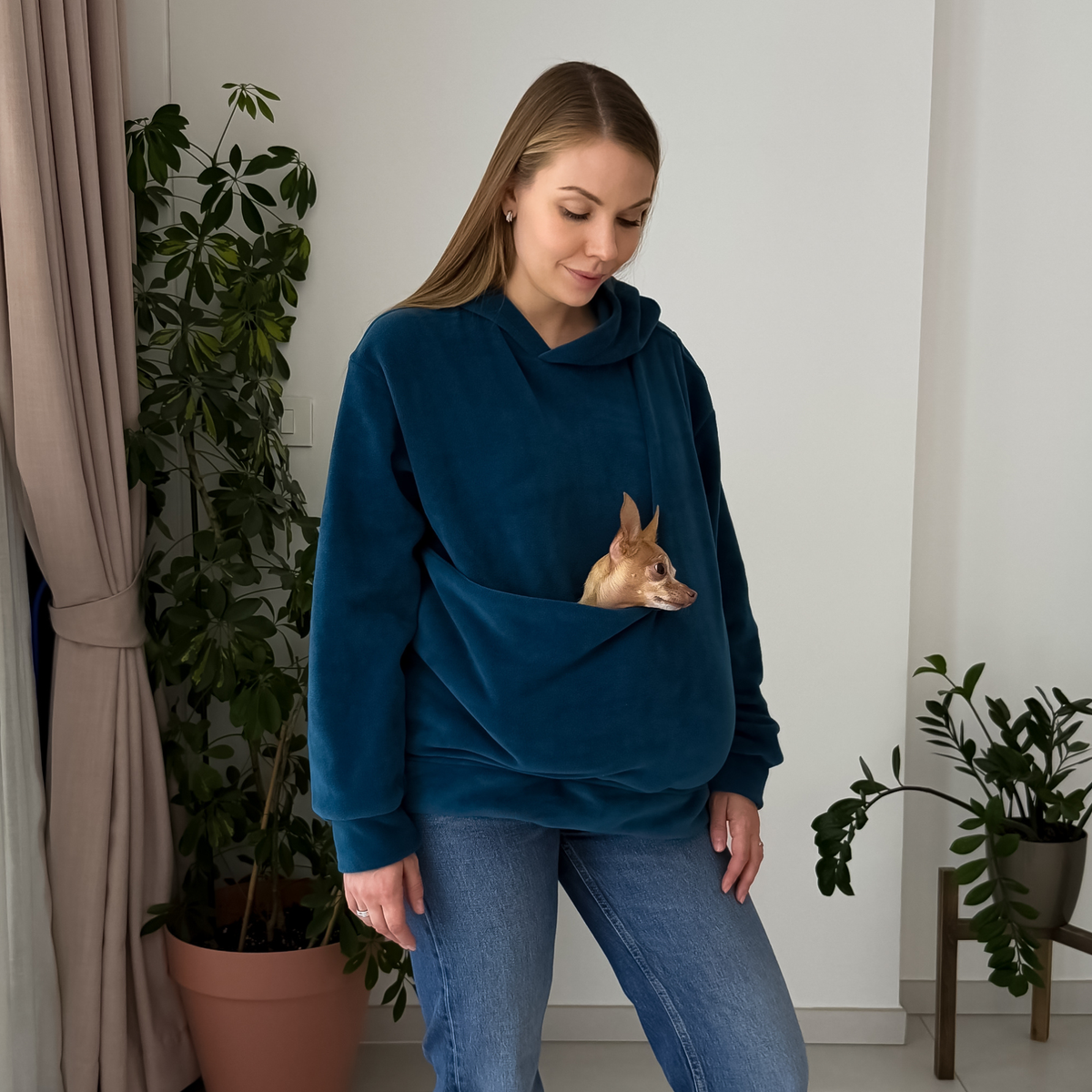 Fleece Kangaroo Hoodie - Blue – 2-15 lbs / 1-7 kg (Autumn/Winter)