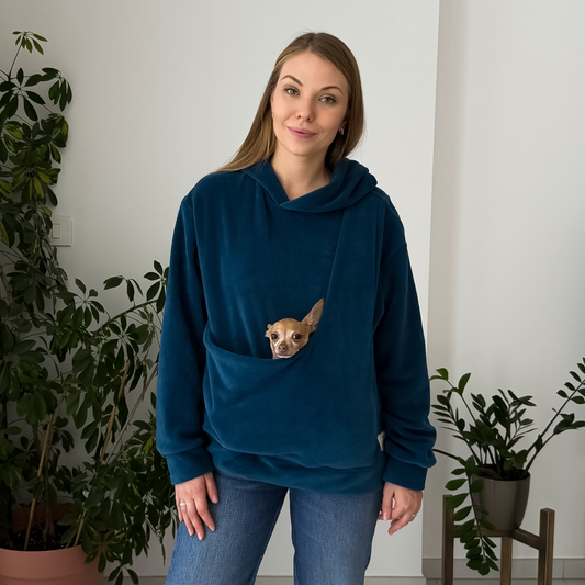 Fleece Kangaroo Hoodie - Blue – 2-15 lbs / 1-7 kg (Autumn/Winter)