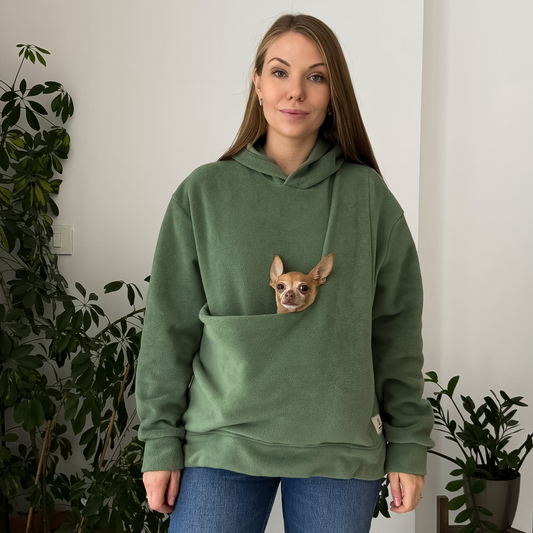 Fleece Kangaroo Hoodie - Olive – 2-15 lbs / 1-7 kg (Autumn/Winter)