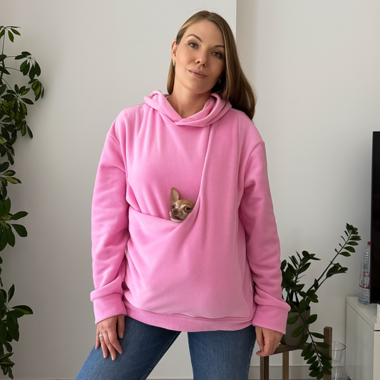 Fleece Kangaroo Hoodie - Pink – 2-15 lbs / 1-7 kg (Autumn/Winter)