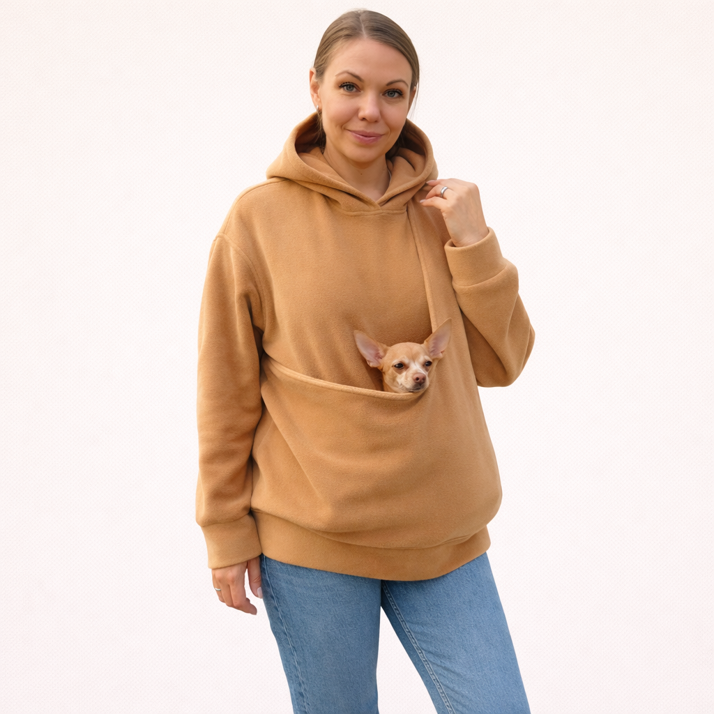 Fleece Kangaroo Hoodie - Caramel – 2-15 lbs / 1-7 kg (Autumn/Winter)