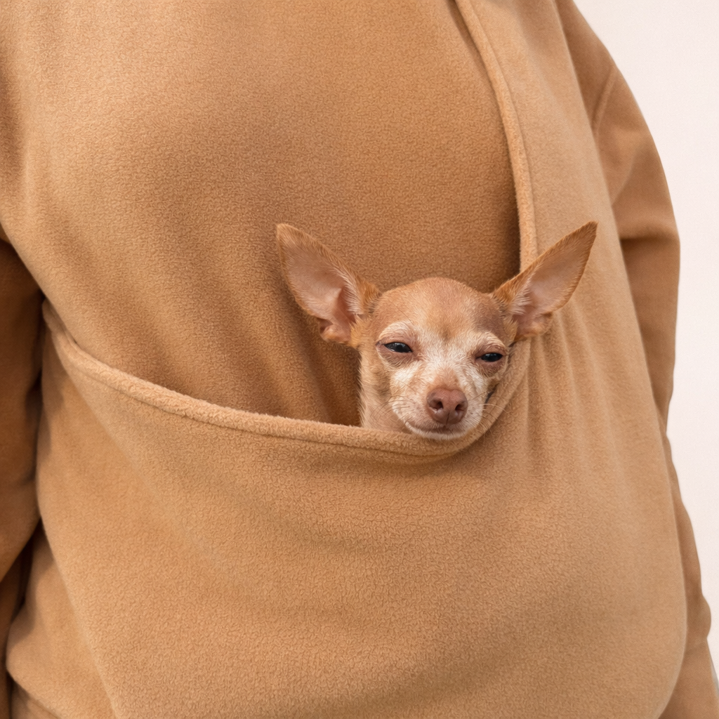 Fleece Kangaroo Hoodie - Caramel – 2-15 lbs / 1-7 kg (Autumn/Winter)