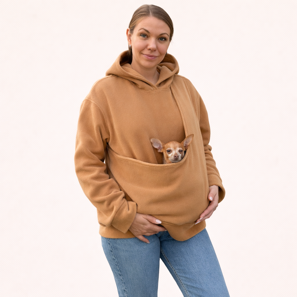 Fleece Kangaroo Hoodie - Caramel – 2-15 lbs / 1-7 kg (Autumn/Winter)