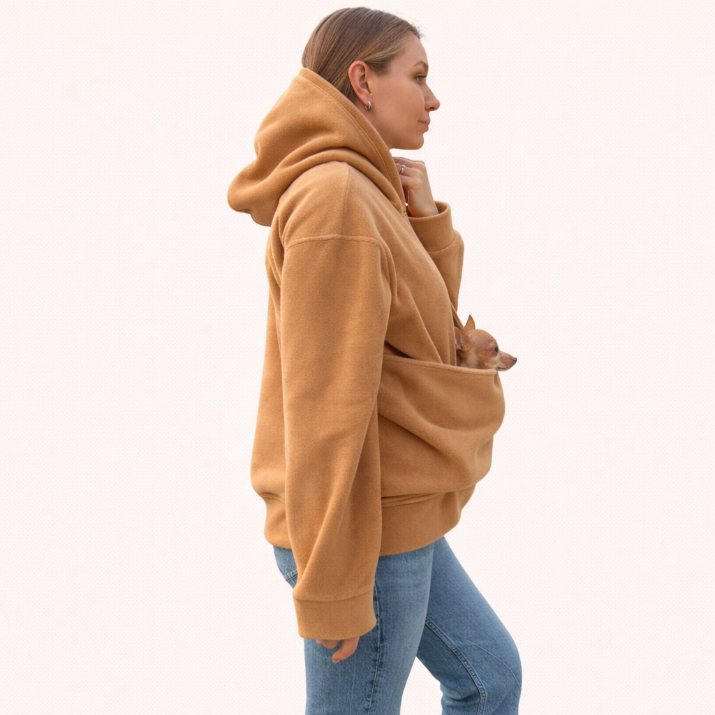 Fleece Kangaroo Hoodie - Caramel – 2-15 lbs / 1-7 kg (Autumn/Winter)