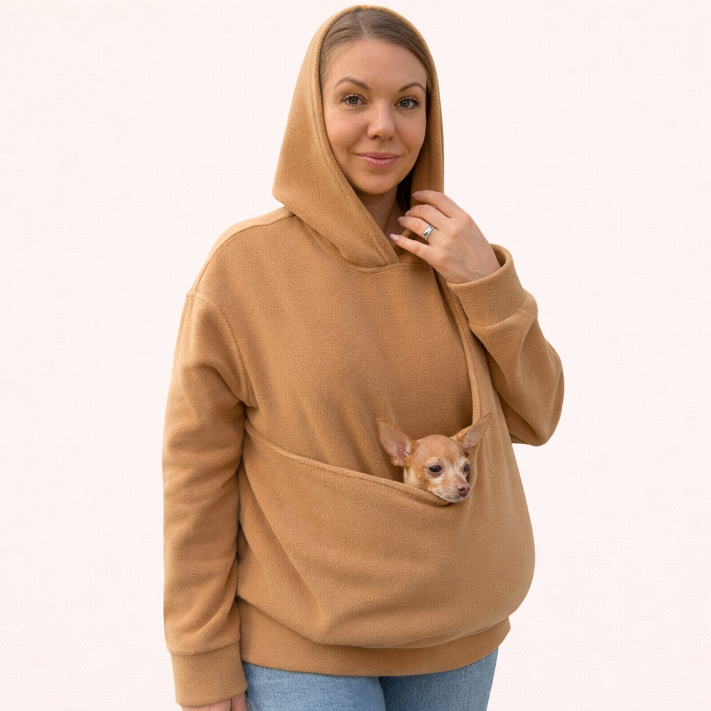 Fleece Kangaroo Hoodie - Caramel – 2-15 lbs / 1-7 kg (Autumn/Winter)
