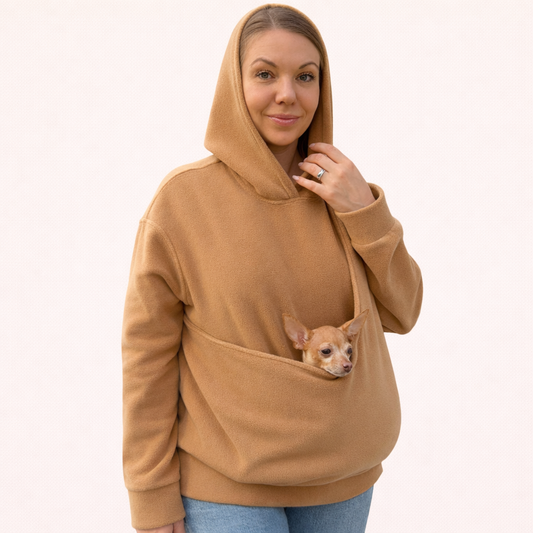 Fleece Kangaroo Hoodie - Caramel – 2-15 lbs / 1-7 kg (Autumn/Winter)