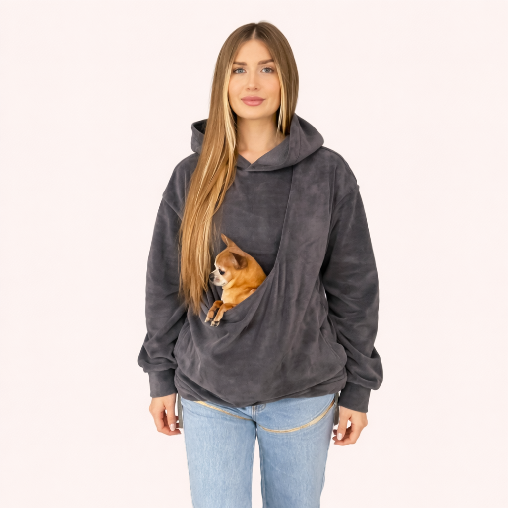 Fleece Kangaroo Hoodie - Grey – 2-15 lbs / 1-7 kg (Autumn/Winter)