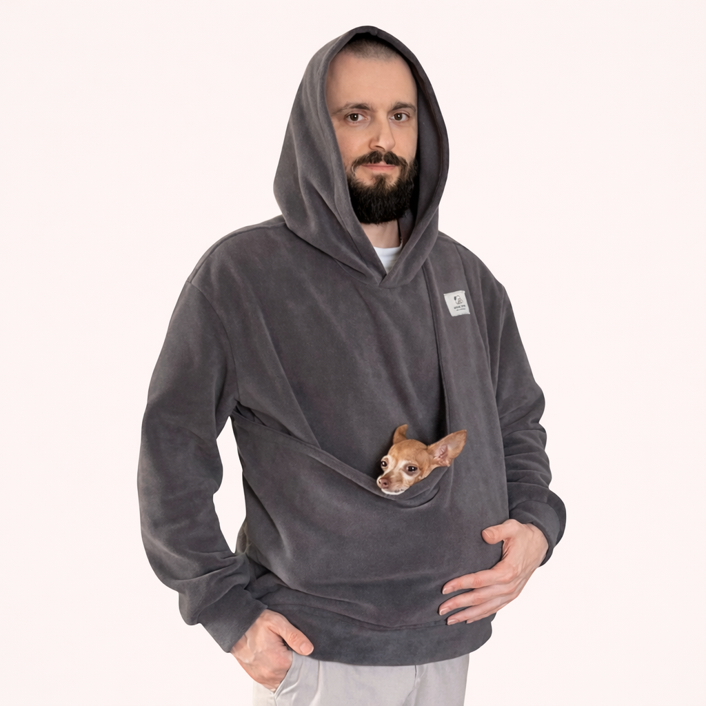 Fleece Kangaroo Hoodie - Grey – 2-15 lbs / 1-7 kg (Autumn/Winter)