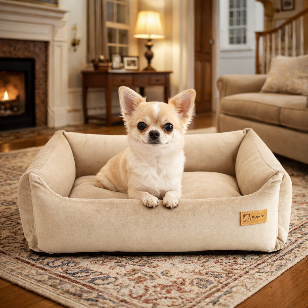 Basic Orthopedic Pet Bed - Beige Velour