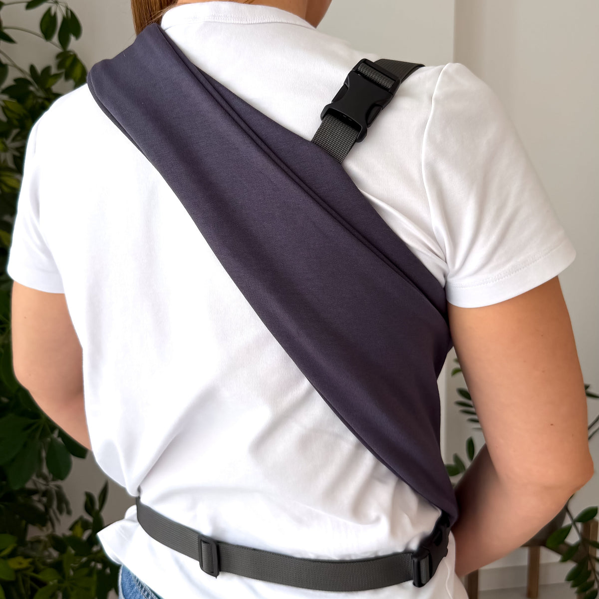 Dark Gray Dual-Shoulder Security Sling for small dogs by KokoPaws.
