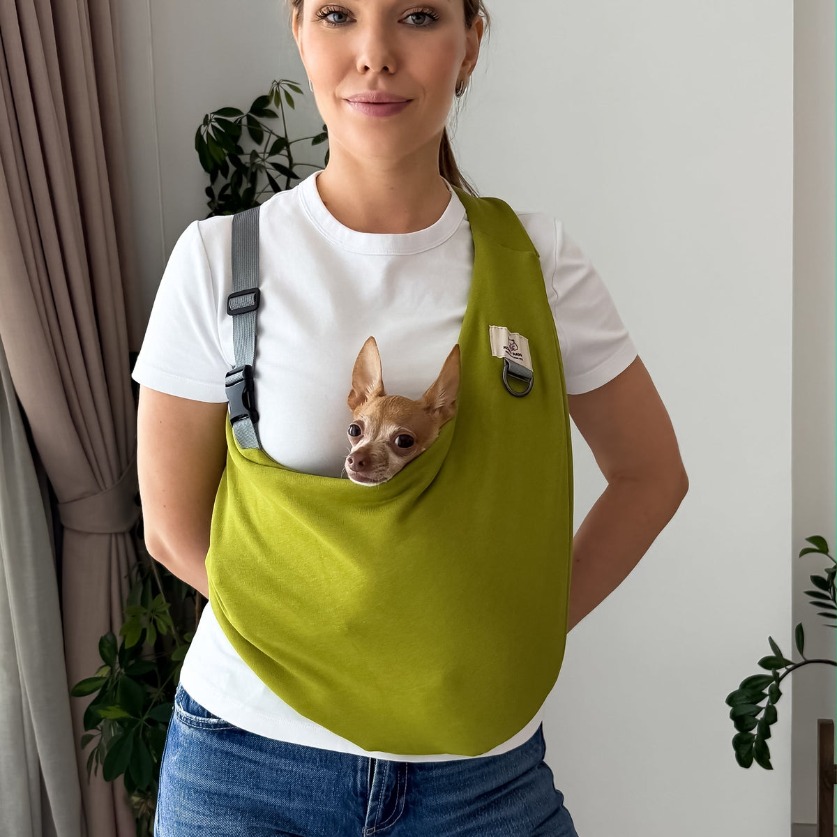 Pistachio Dual-Shoulder Security Sling for small dogs by KokoPaws.