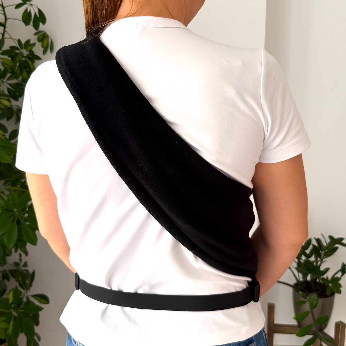 Black Fleece Security Sling for small dogs by KokoPaws. 