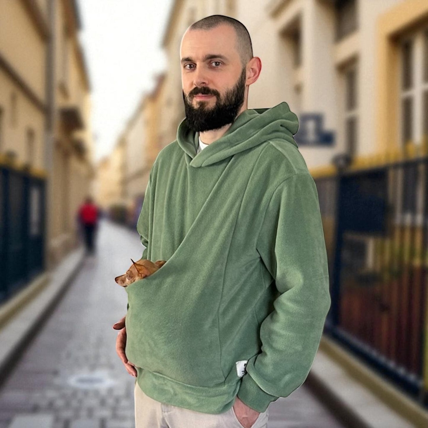 Fleece Kangaroo Hoodie - Olive – 2-15 lbs / 1-7 kg (Autumn/Winter)