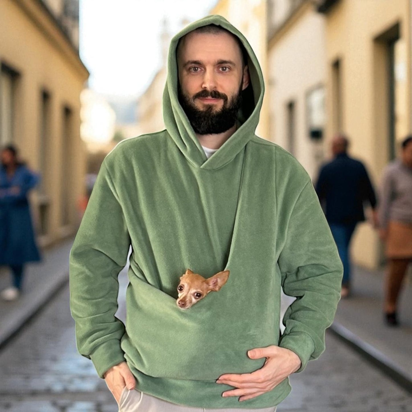 Fleece Kangaroo Hoodie - Olive – 2-15 lbs / 1-7 kg (Autumn/Winter)