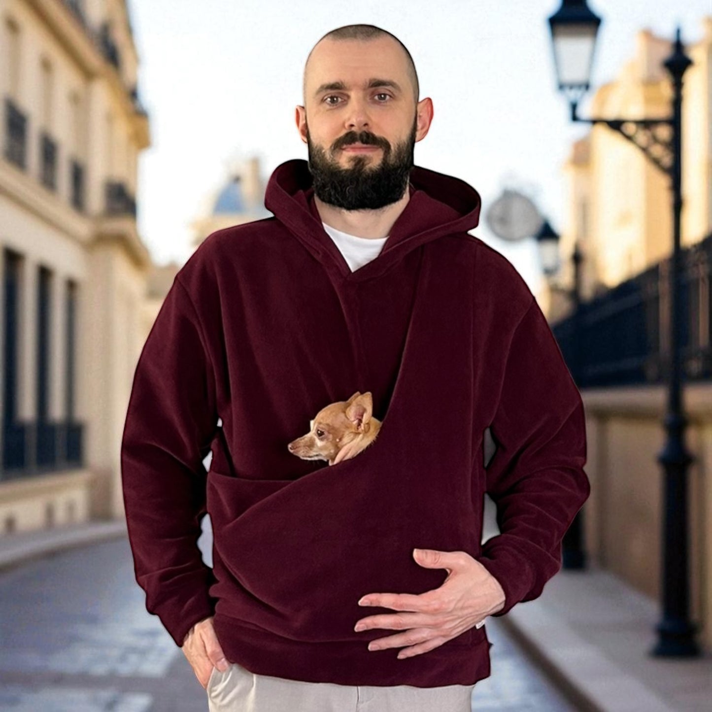 Fleece Kangaroo Hoodie - Burgundy – 2-15 lbs / 1-7 kg (Autumn/Winter)