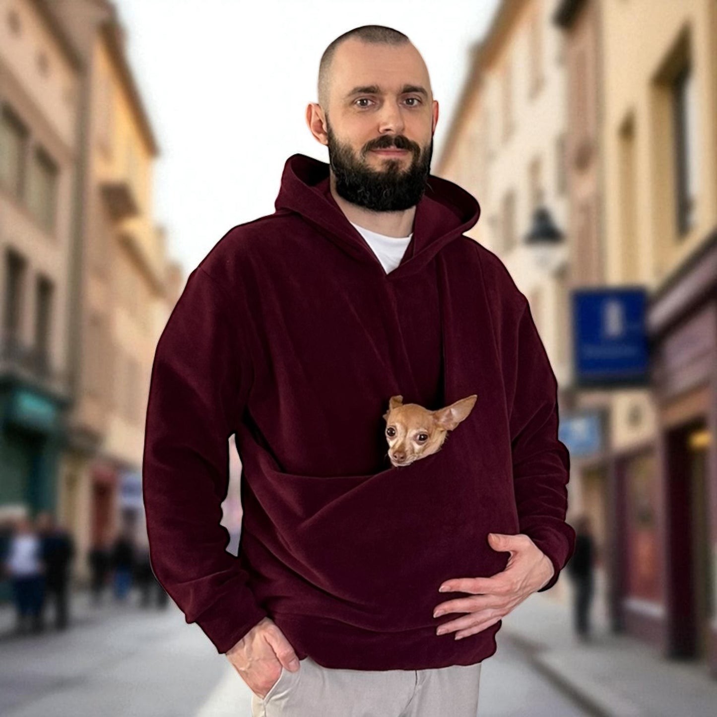 Fleece Kangaroo Hoodie - Burgundy – 2-15 lbs / 1-7 kg (Autumn/Winter)