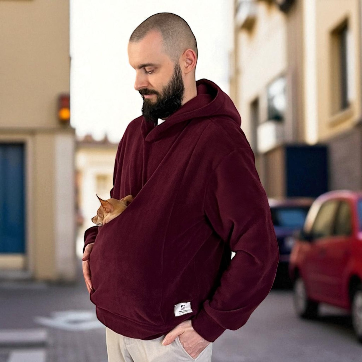 Fleece Kangaroo Hoodie - Burgundy – 2-15 lbs / 1-7 kg (Autumn/Winter)