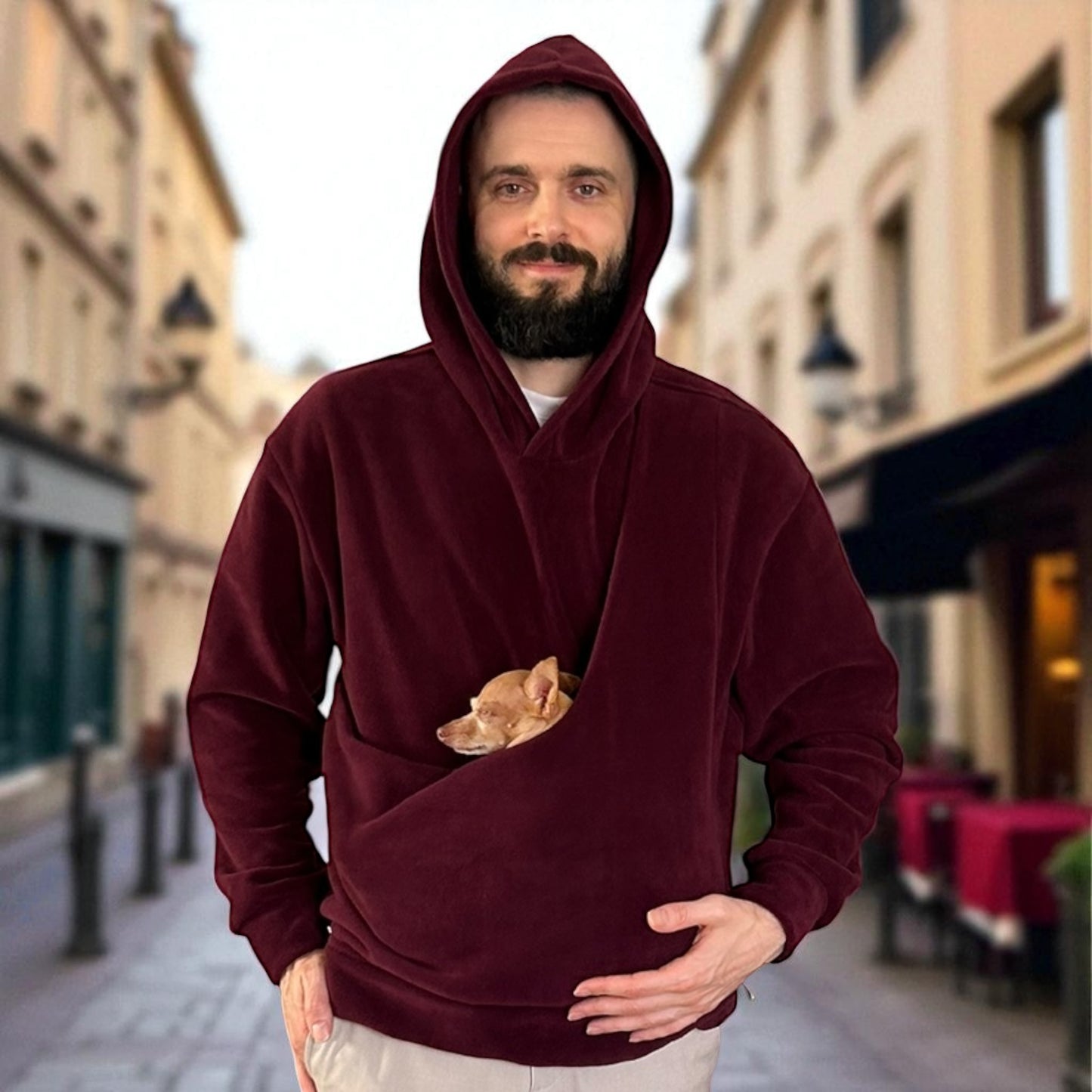 Fleece Kangaroo Hoodie - Burgundy – 2-15 lbs / 1-7 kg (Autumn/Winter)