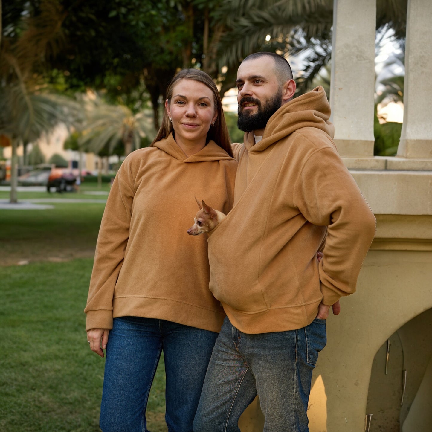 Caramel Fleece Hoodie Set – Family Look (Kangaroo Hoodie + Classic Hoodie)