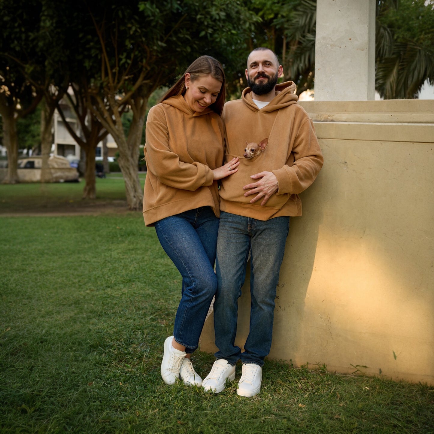 Caramel Fleece Hoodie Set – Family Look (Kangaroo Hoodie + Classic Hoodie)