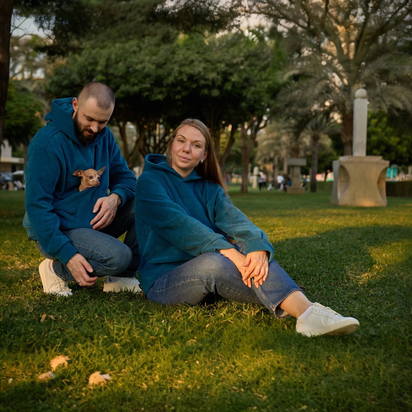 Blue Fleece Hoodie Set – Family Look (Kangaroo Hoodie + Classic Hoodie)