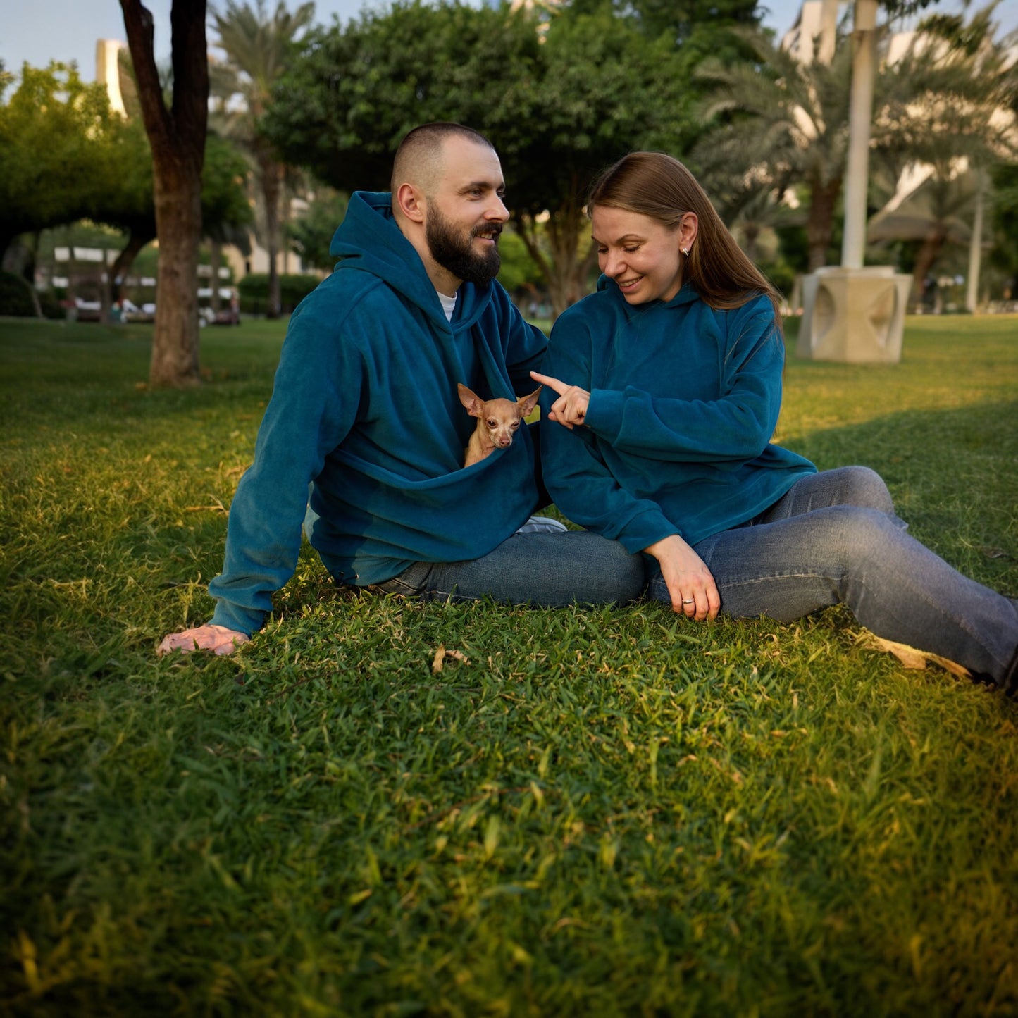 Blue Fleece Hoodie Set – Family Look (Kangaroo Hoodie + Classic Hoodie)