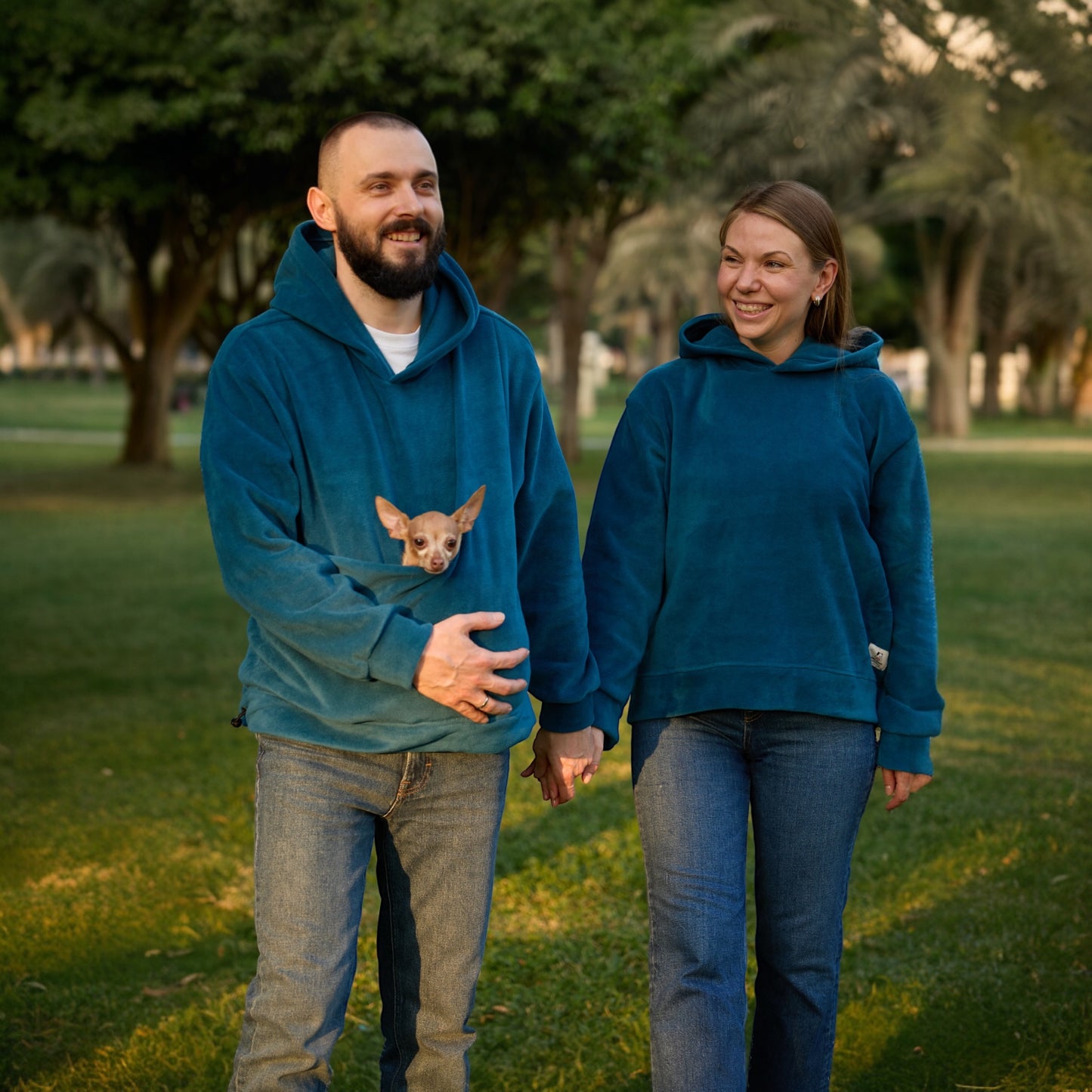 Blue Fleece Hoodie Set – Family Look (Kangaroo Hoodie + Classic Hoodie)