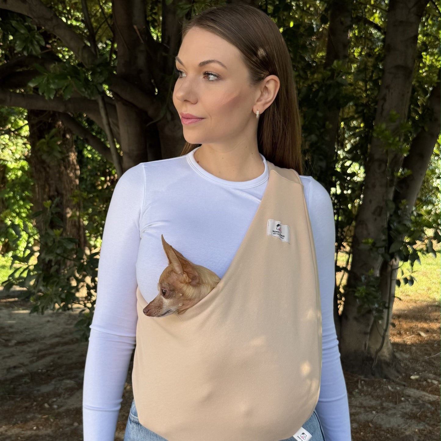 Lightweight Pet Sling – Beige – 2–11 lbs / 1–5 kg (Spring/Summer)