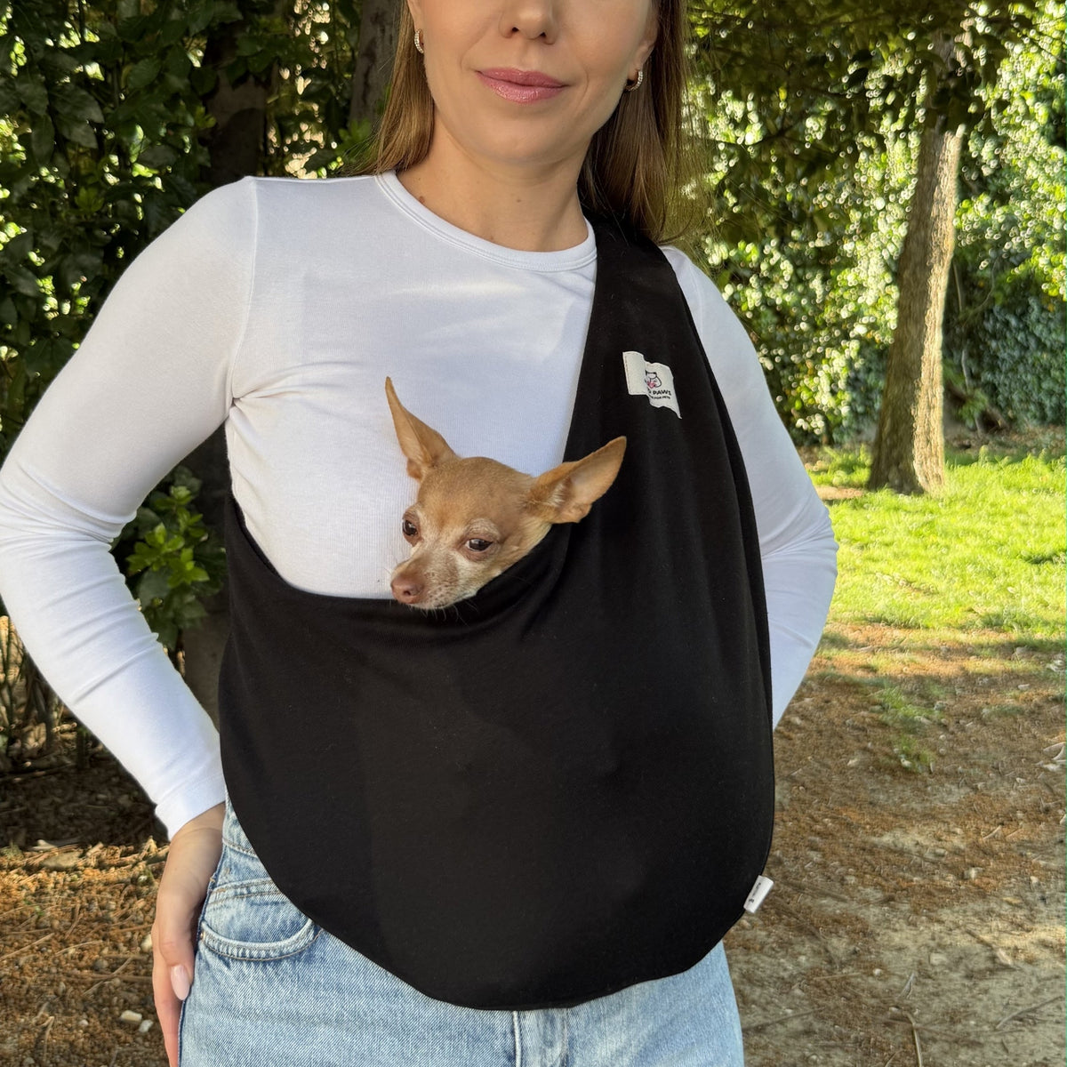 Black Lightweight Dog Sling Carrier for Small Dogs (2–11 lbs / 1–5 kg)