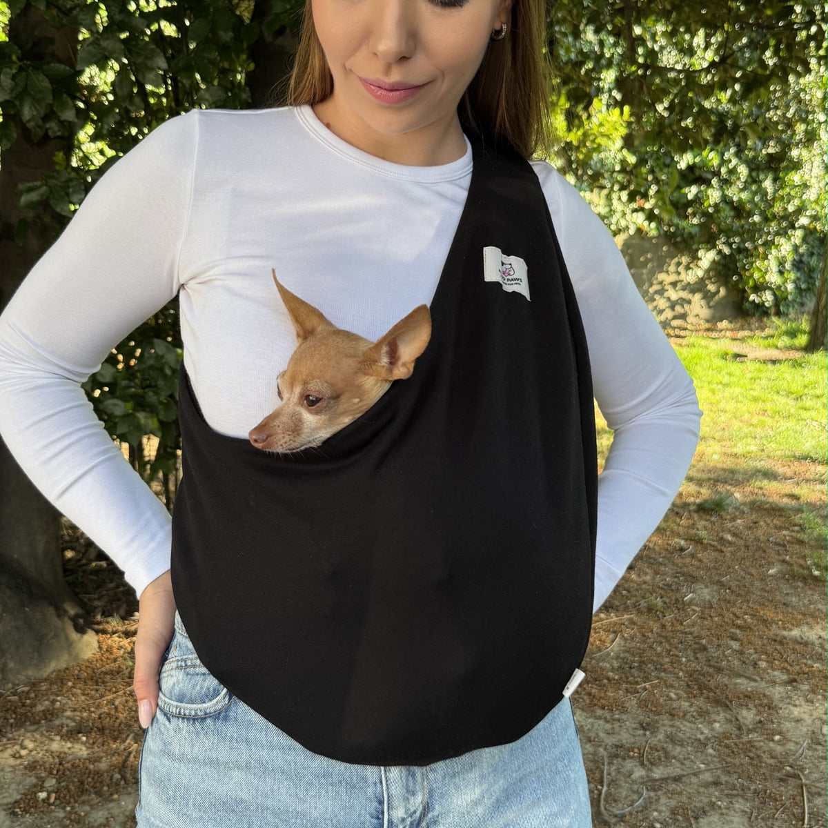 Black Lightweight Dog Sling Carrier for Small Dogs (2–11 lbs / 1–5 kg)