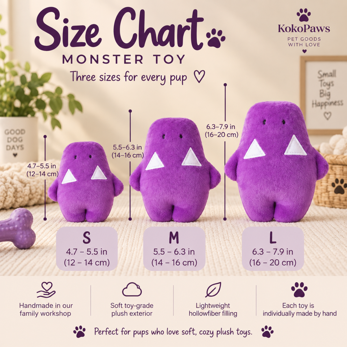 Handmade Plush Dog Toy – Soft Stuffed Monster Toy