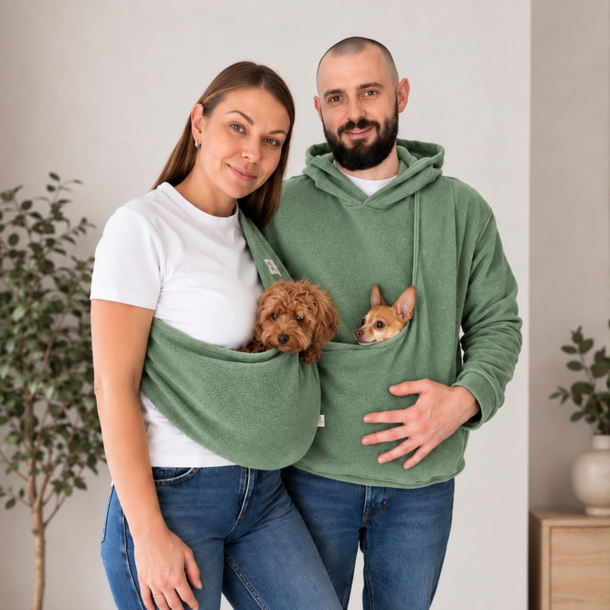 Olive Fleece Pet Lover Sets – Hoodie, Sling, Blanket & Mat