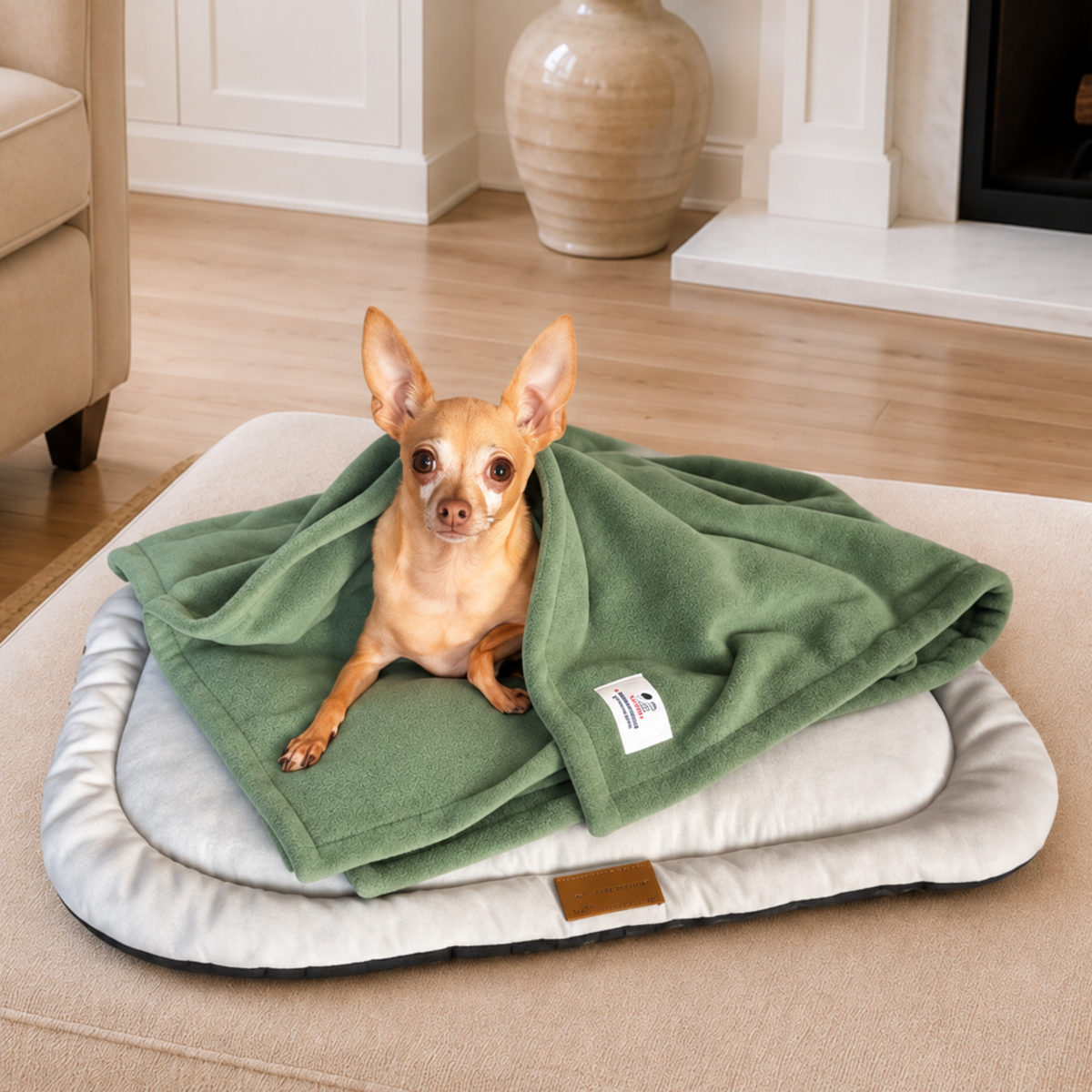 Olive Fleece Pet Lover Sets – Hoodie, Sling, Blanket & Mat